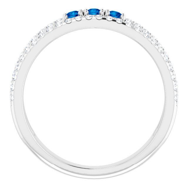14K White Lab-Grown Blue Sapphire & 1/4 CTW Diamond Ring 
